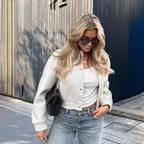 Damen Sportliche Oversize-Jacke mit Reißverschluss und voluminösen Ärmeln R&B
