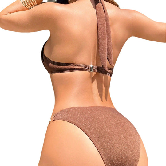 Damen Triangel-Bikini mit goldenen Ringakzenten R&B