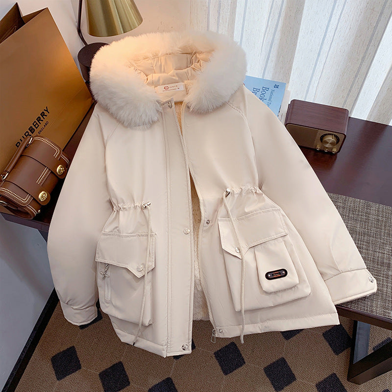 Damen Winterjacke mit abnehmbarem Kunstpelzkragen und praktischen Taschen R&B