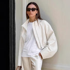 Damen Modische Kurzjacke mit hohem Kragen und voluminösen Ärmeln R&B