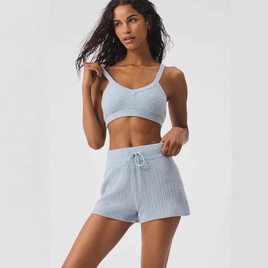 Damen lässiges Freizeit-Set aus Strukturstrick R&B