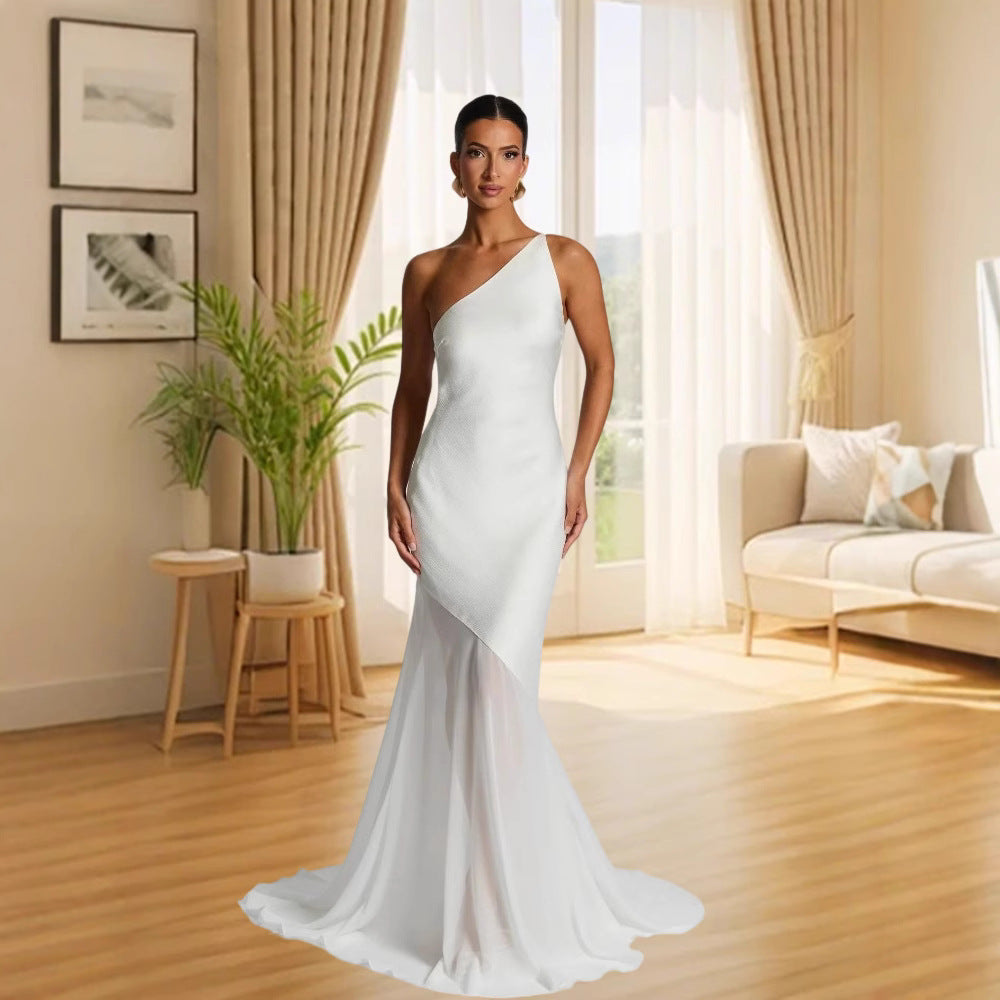 Damen asymmetrisches Abendkleid R&B