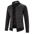 Herren nan Hybrid-Strick-Steppjacke mit wattierter Front, ergonomischen Strickärmeln und hohem Stehkragen R&B