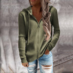 Damen Strickjacke mit Kapuze und Rippstruktur R&B