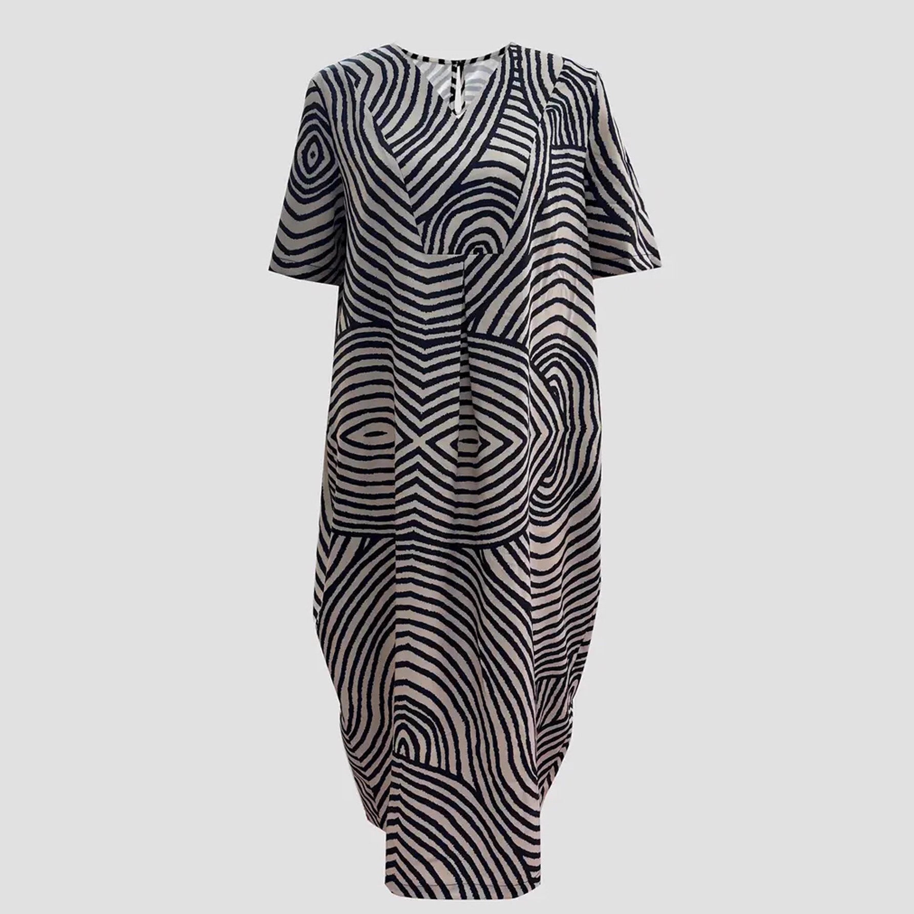 Damen Tunika-Kleid mit lässigem Streifenmuster und weit geschnittenem Design R&B