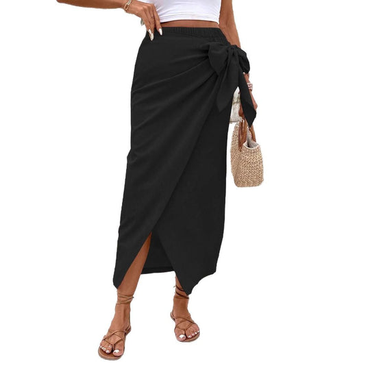 Damen Eleganter Wickelrock mit Schleifendetail R&B