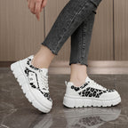 Damen Sportliche Chunky Sneakers mit einzigartigem Leopardenmuster und dämpfender Sohle R&B
