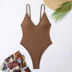 Damen Designer Badeanzug mit elegantem V-Ausschnitt R&B