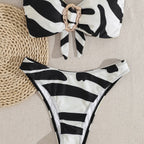 Damen Bandeau-Bikini mit modischem Schnallen-Detail und asymmetrischem Schnitt R&B