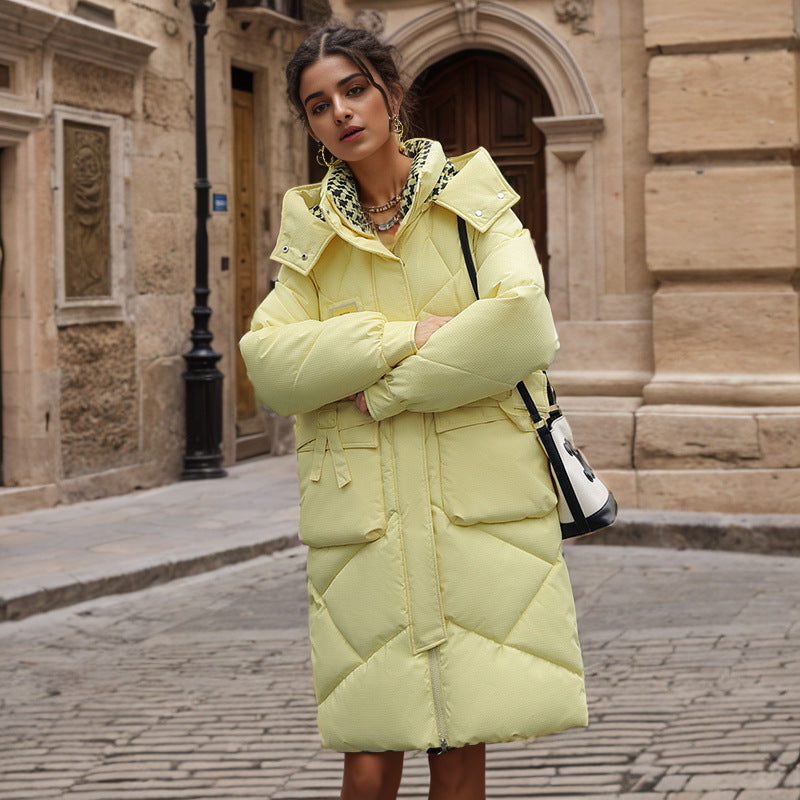 Damen gefütterter langärmliger Winterparka mit verstellbarem Kapuzenkragen und praktischen Taschen R&B