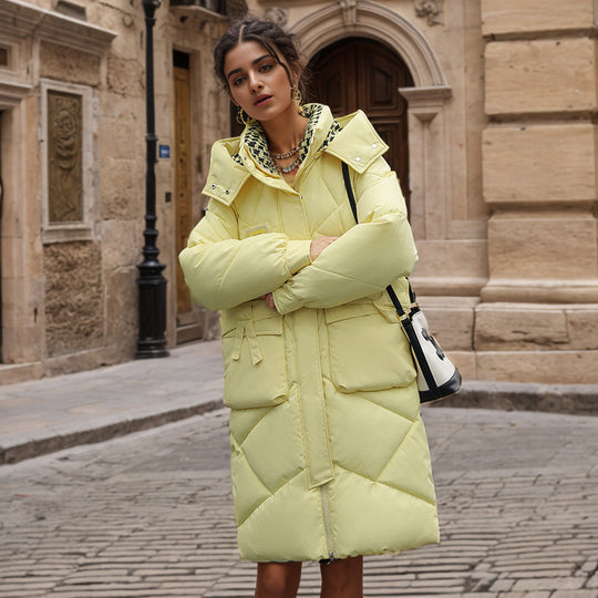 Damen gefütterter langärmliger Winterparka mit verstellbarem Kapuzenkragen und praktischen Taschen R&B