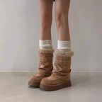 Damen Winterstiefel mit flauschigem Kragen und stilvollen Schneeflocken-Motiven R&B