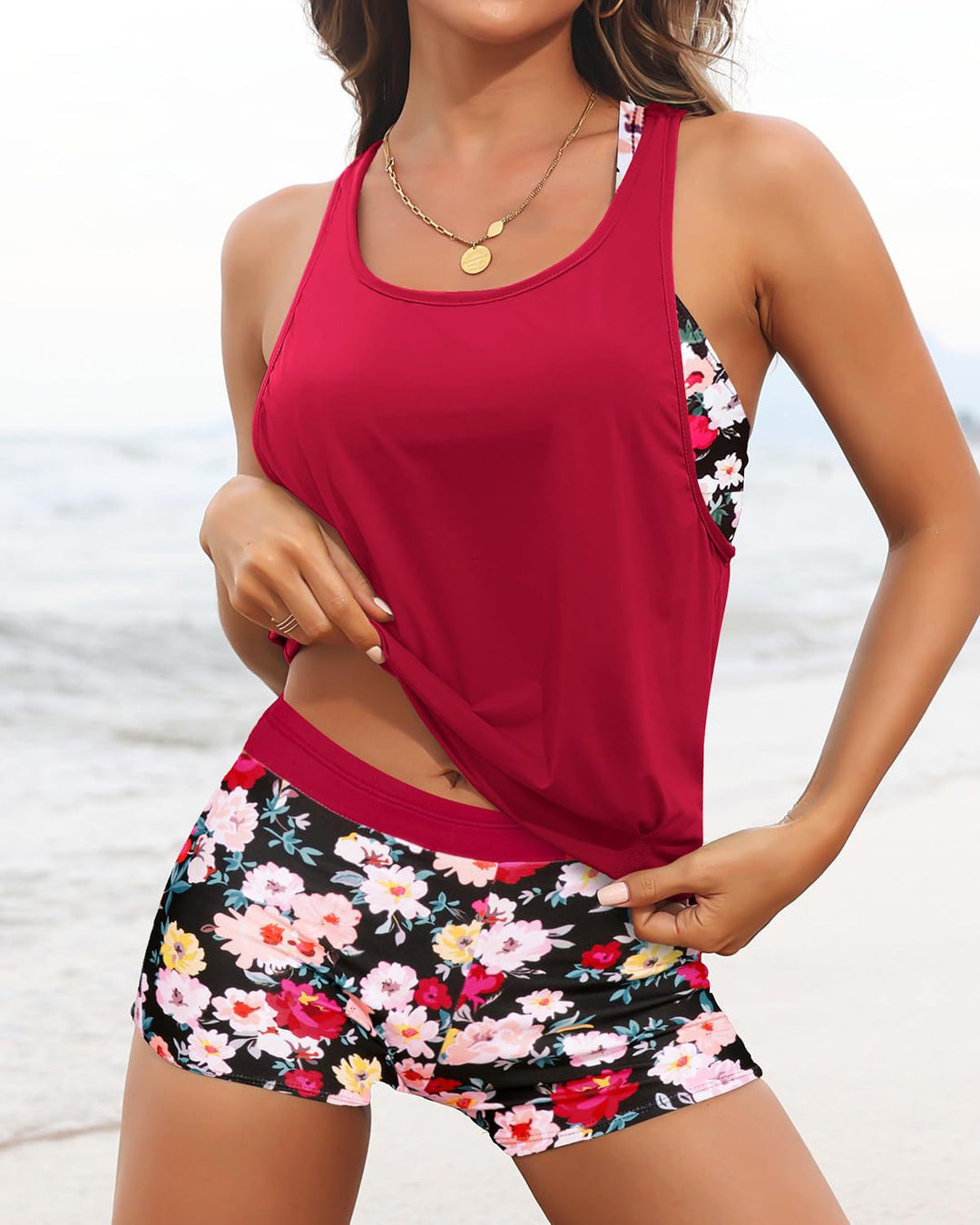 Damen Sportliches Tankini-Oberteil mit elegantem Rückenausschnitt R&B