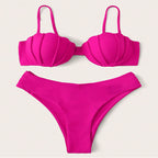 Damen Triangel-Bikini mit strukturierter Haptik und hochgeschnittenem Unterteil R&B