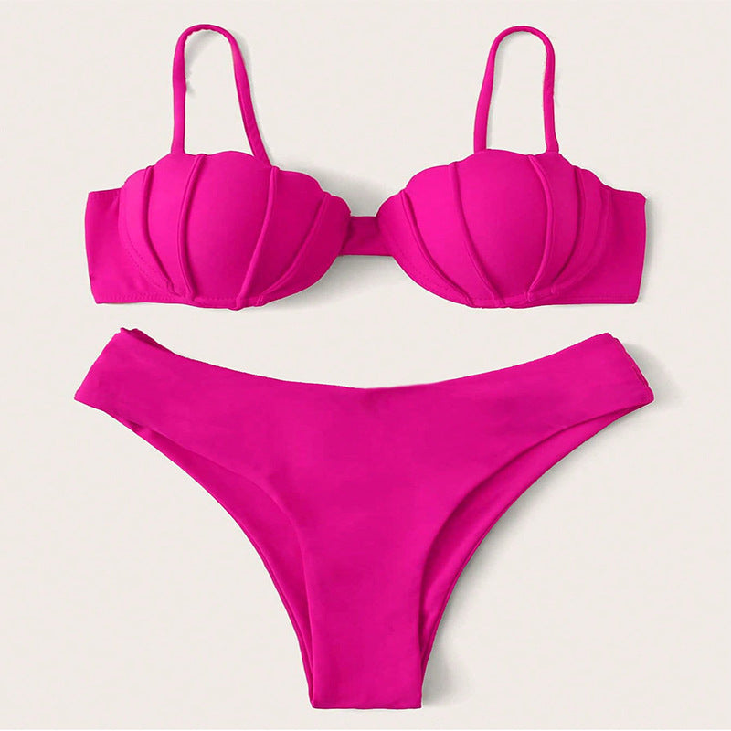 Damen Triangel-Bikini mit strukturierter Haptik und hochgeschnittenem Unterteil R&B