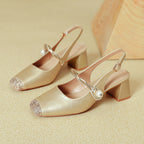 Damen Slingback Pumps mit funkelndem Strass und eleganter Schnalle