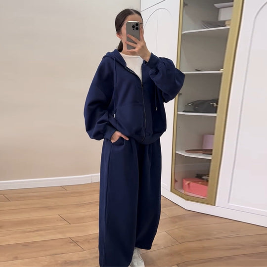 Damen lässiger Hoodie- und Jogginghose-Anzug R&B