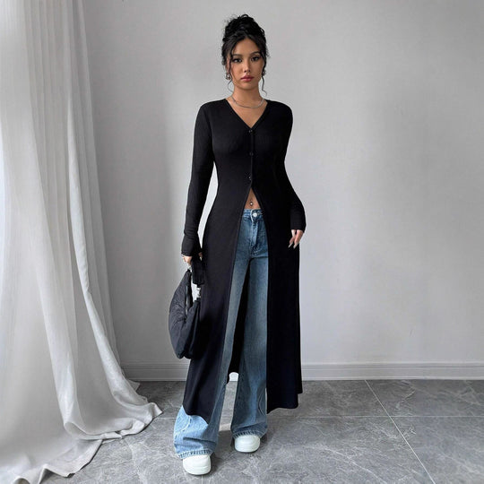 Damen Langarm-Knöpfen Cardigan R&B