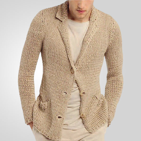 Herren Strickblazer mit natürlichem, rustikalem Design und praktischen Taschen R&B