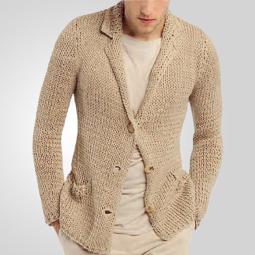 Herren Strickblazer mit natürlichem, rustikalem Design und praktischen Taschen R&B