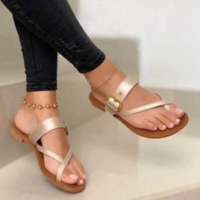 Damen Elegante und komfortable Flachsandalen mit dekorativem Riemendesign R&B