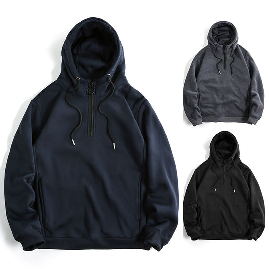 Damen Modischer Kapuzenpullover mit halbem Reißverschluss und weichem Innenfutter R&B