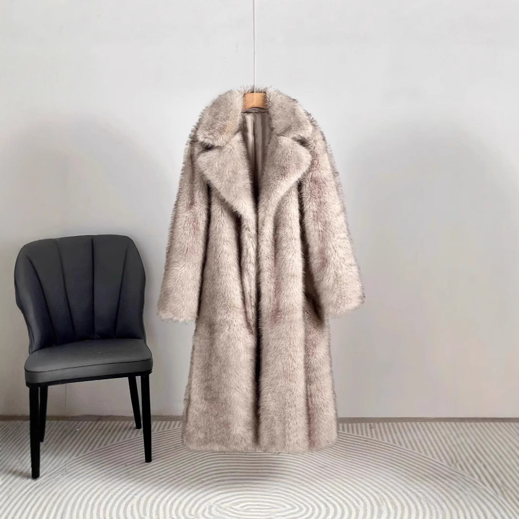 Damen Luxus Kunstfell Mantel R&B