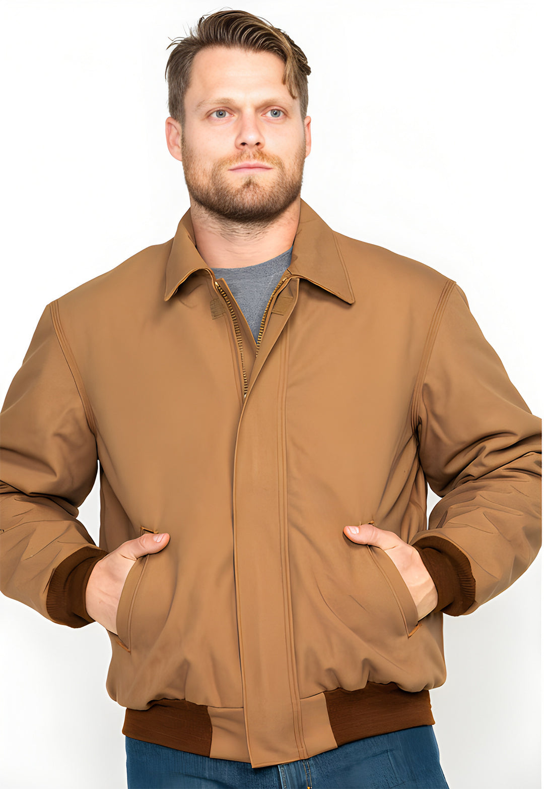 Herren lässige Übergangsjacke mit praktischem Stehkragen R&B