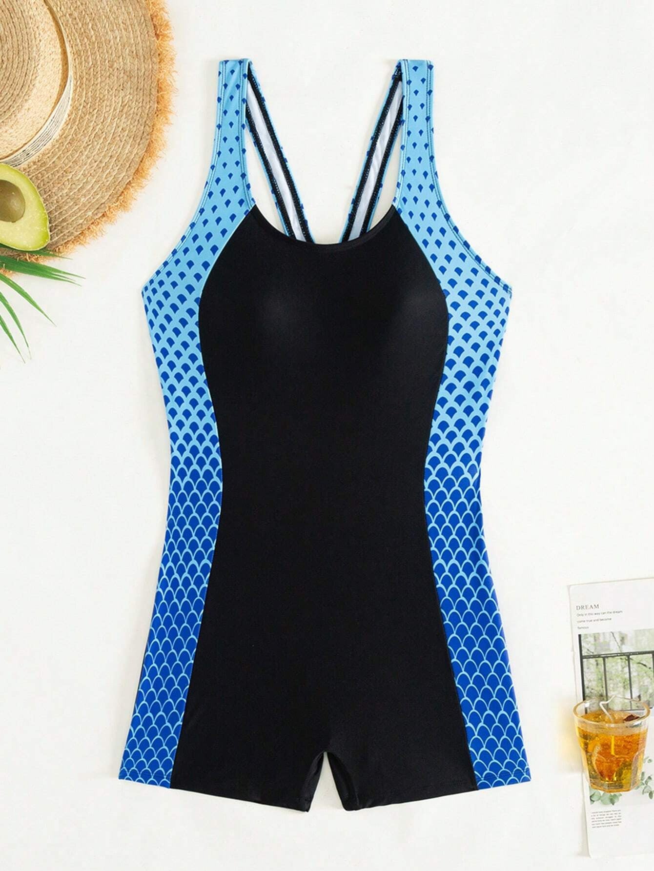 Damen Sportlicher Einteiler Badeanzug R&B 1782103762