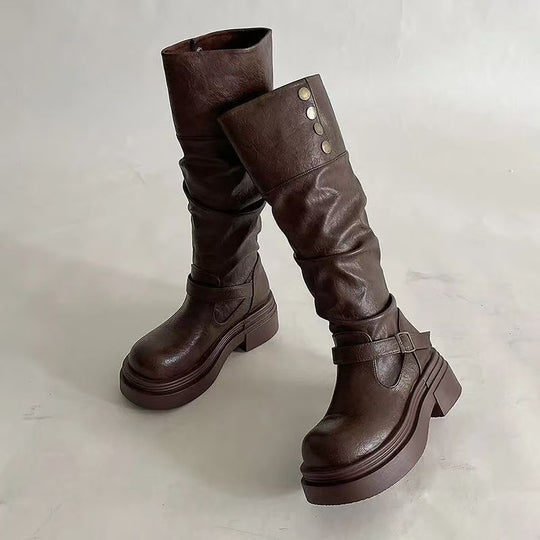 Damen Mode Stiefel mit eleganten Riemen und lässigem Design R&B