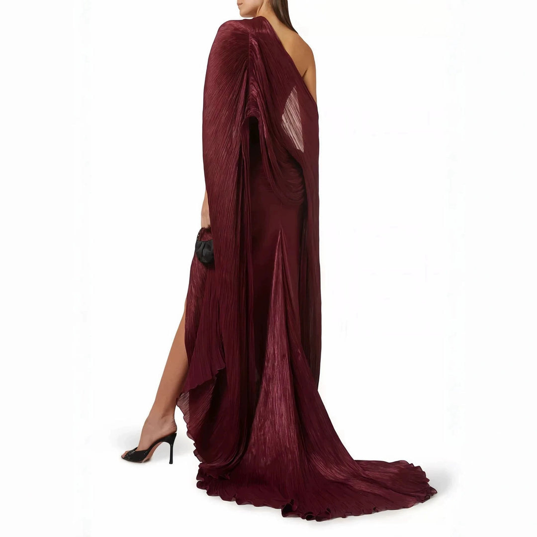 Damen Elegantes Maxi-Kleid mit asymmetrischem Schnitt und Plissierungen R&B