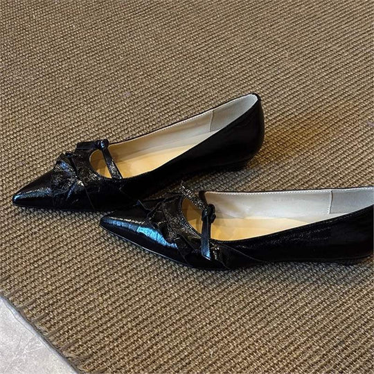 Damen spitze Ballerinas mit dekorativem Schleifendetail R&B