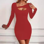 Damen Figurbetontes Minikleid mit asymmetrischem Ausschnitt R&B