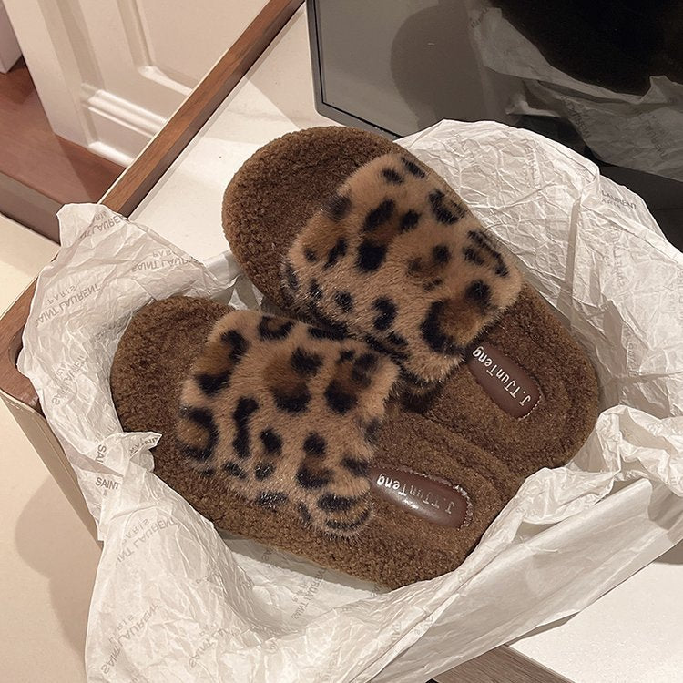 Damen Flauschige Hausschuhe mit tierischem Muster R&B