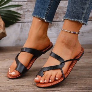 Damen elegante Zehentrenner-Sandalen mit modischem Riemendesign R&B