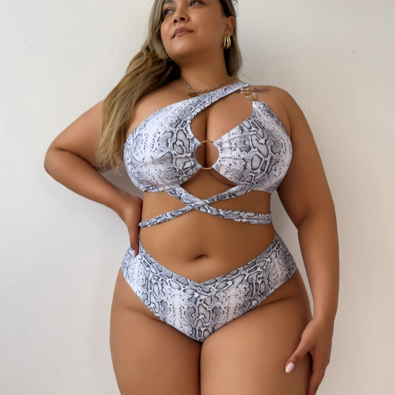 Damen Asymmetrisches Cut-Out Bikini-Set R&B