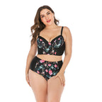Damen Hochtailliertes Bikini-Set mit floralem Oberteil und unterstützendem Schnitt R&B