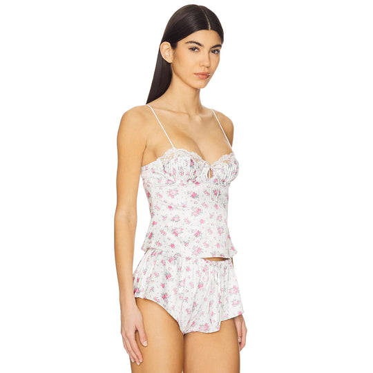 Damen Schlafset mit floralem Design und feinen Spaghettiträgern R&B