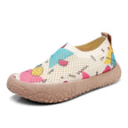 Damen Slip-On Freizeit-Schuhe mit Blumenmuster und rutschfester Sohle R&B