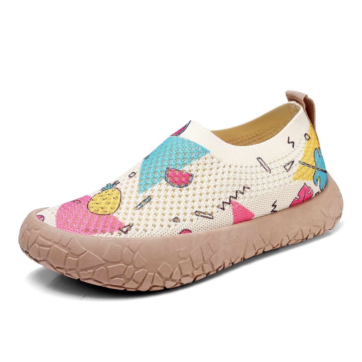 Damen Slip-On Freizeit-Schuhe mit Blumenmuster und rutschfester Sohle R&B