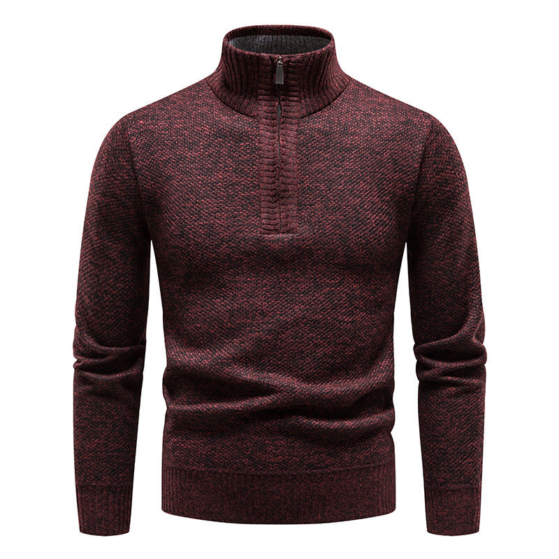 Herren Strickpullover mit hohem Kragen und Reißverschluss R&B