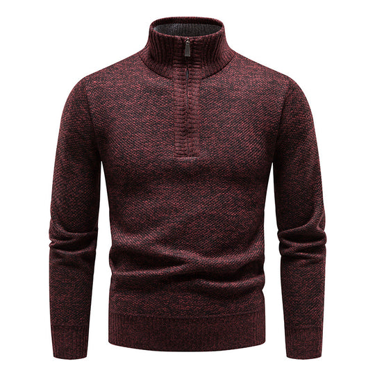 Herren Strickpullover mit hohem Kragen und Reißverschluss R&B