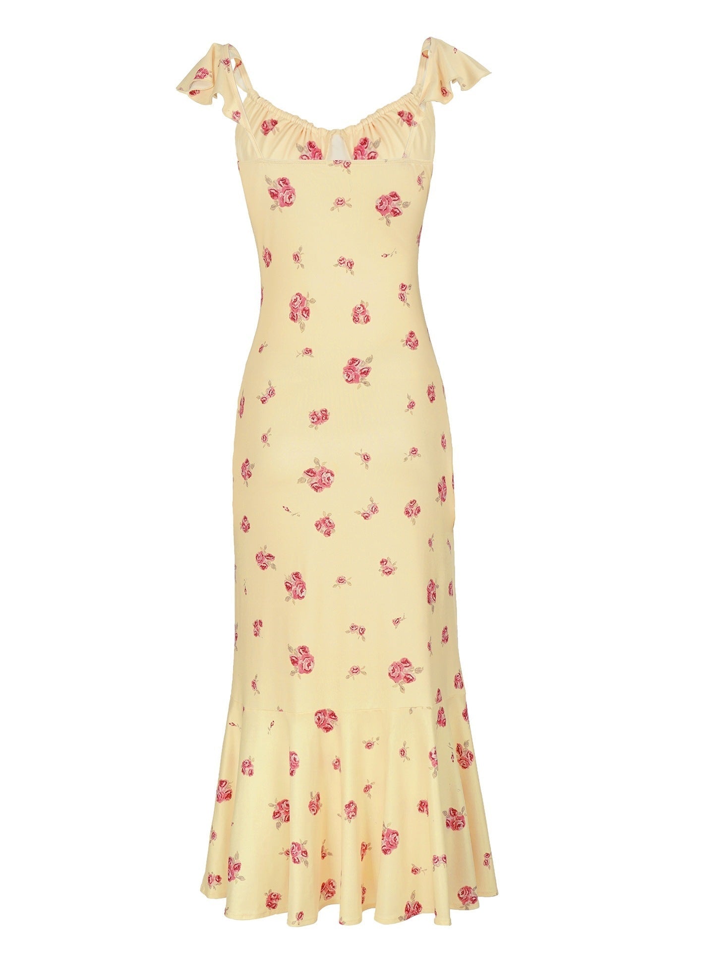 Damen Maxikleid mit floralen Rüschen und elegantem Schnitt R&B