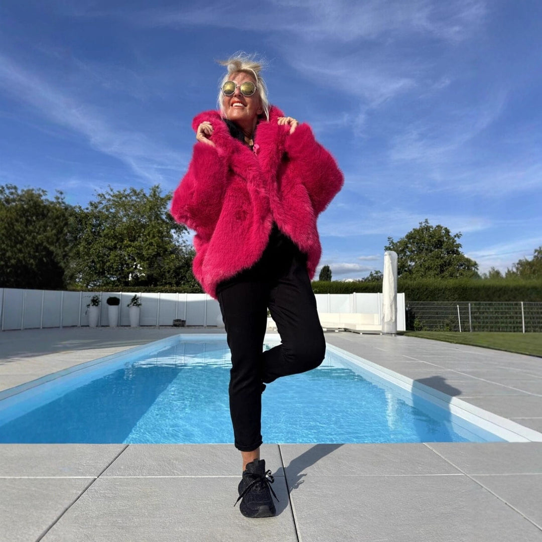 Damen Modische Fleecejacke mit weich gefüttertem Kragen und weitem Schnitt R&B