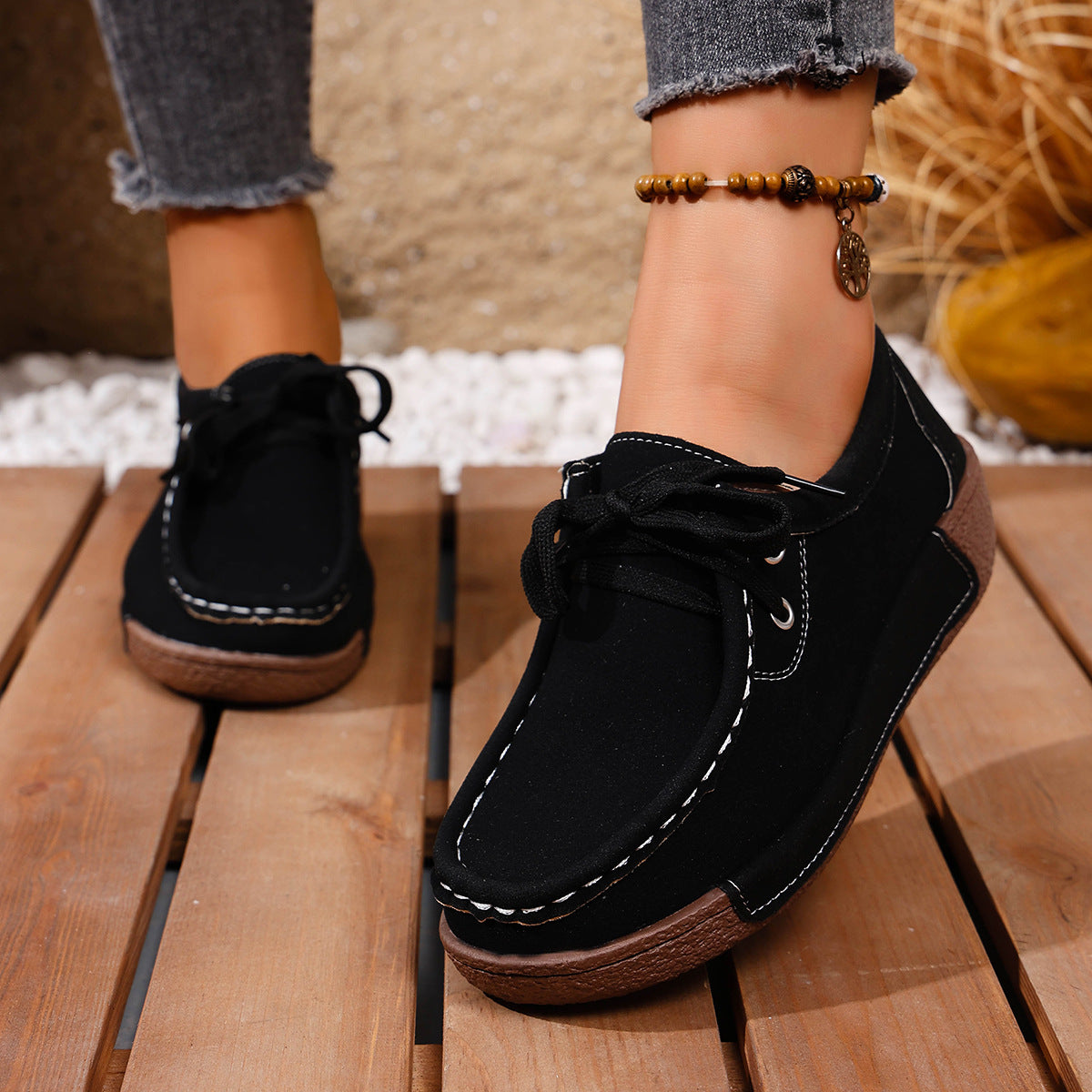 Damen bequeme Freizeitschuhe mit detailreichem Schnürdesign R&B