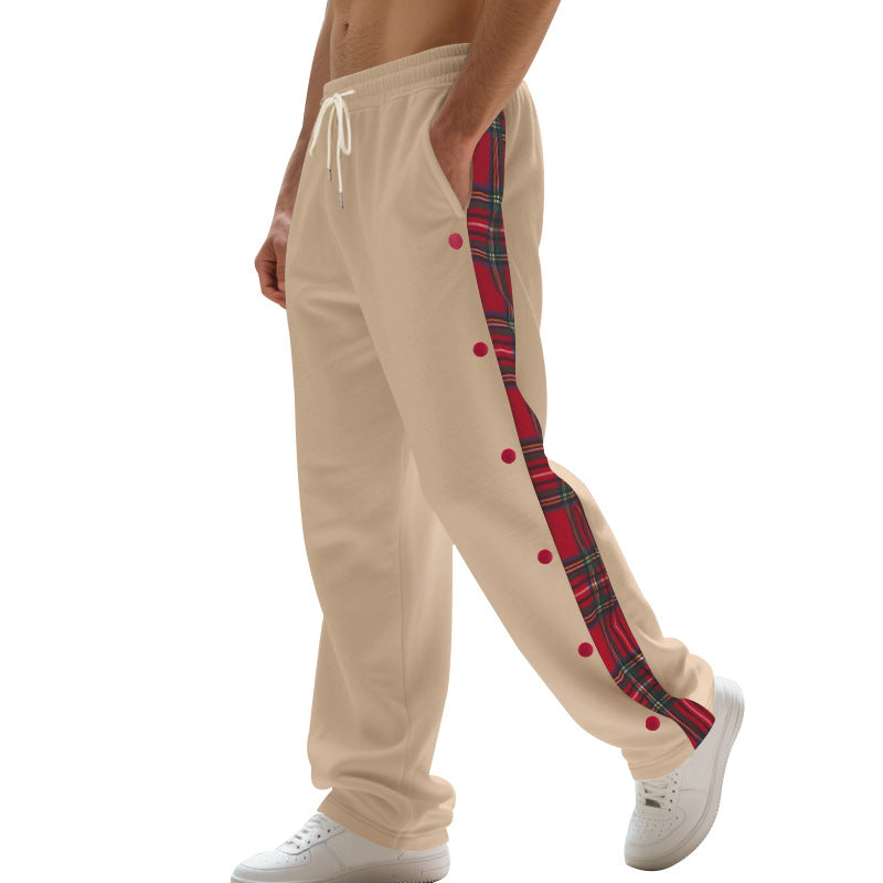 Herren Jogginghose mit seitlichen Knöpfen und pattern akzenten R&B