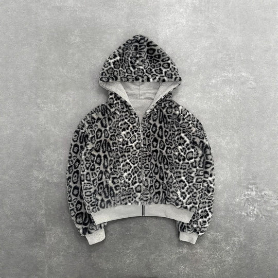 Unisex nan gefütterte Kapuzenjacke kurz geschnitten mit Kreuz-Reißverschluss R&B