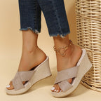 Damen Wedge-Pantoletten mit geflochtenem Design und komfortablem Fußbett R&B