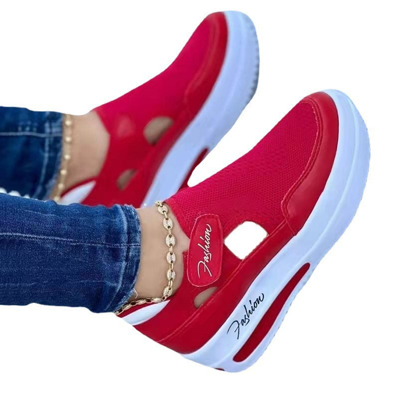 Damen modische Slip-On Sneakers mit atmungsaktiver Netzstruktur und komfortabel hoher Sohle R&B