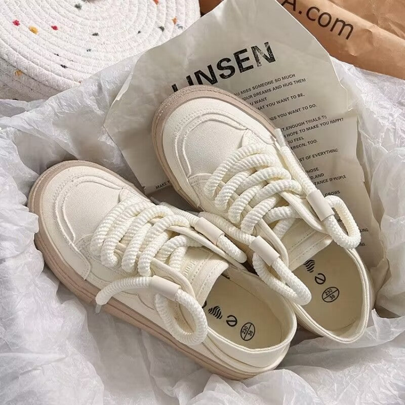 Damen Komfortable Sneakers aus robustem Canvas mit dickem Sohlenprofil R&B